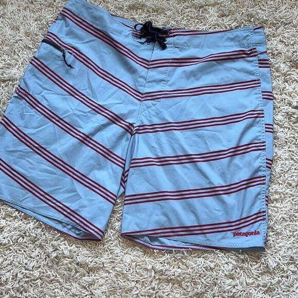 Vintage Patagonia Men's Size 38 Linerless Striped Zip Pocket Board Shorts - Picture 1 of 13